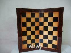 Antique Chess Set St George Jaques Pattern K 3.75 + Box + Old Folding Board