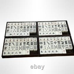 Antique Chinese Mahjong Set Bone & Bamboo Tiles with Wooden Box Collectible Exc