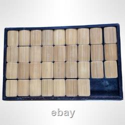 Antique Chinese Mahjong Set Bone & Bamboo Tiles with Wooden Box Collectible Exc