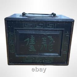 Antique Chinese Mahjong Set Bone & Bamboo Tiles with Wooden Box Collectible Exc