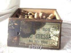 Antique Club Box Chess Set in the Original Wooden Box