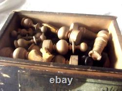 Antique Club Box Chess Set in the Original Wooden Box