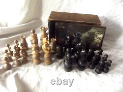 Antique Club Box Chess Set in the Original Wooden Box