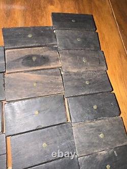 Antique Cream and Ebony Set of 55 Dominoes Wooden Box