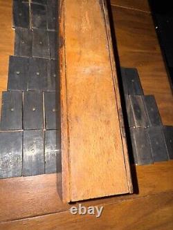 Antique Cream and Ebony Set of 55 Dominoes Wooden Box