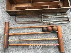 Antique Croquet Set In Original Wooden Case/Box