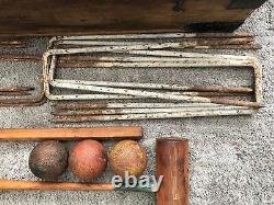 Antique Croquet Set In Original Wooden Case/Box