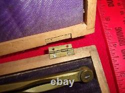 Antique Drawing Architect Tool Set Engineers Brass Nautical vintage wooden box