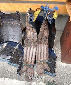 Antique Edo Period Samurai Armor Weapons Complete Set With Wooden Box