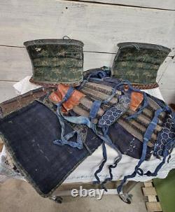 Antique Edo Period Samurai Armor Weapons Complete Set With Wooden Box