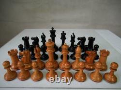 Antique English Club Chess Set Jaques Pattern Ayres K 4 + Nice Box No Board