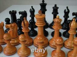 Antique English Club Chess Set Jaques Pattern Ayres K 4 + Nice Box No Board