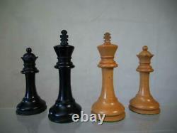 Antique English Club Size Chess Set Loaded Jaques Pattern Ayres K 4 And Box