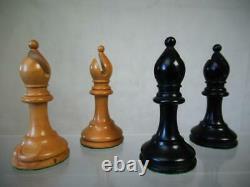 Antique English Club Size Chess Set Loaded Jaques Pattern Ayres K 4 And Box