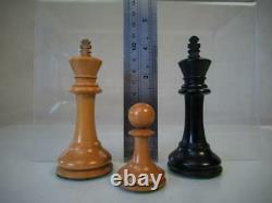 Antique English Club Size Chess Set Loaded Jaques Pattern Ayres K 4 And Box