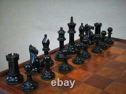 Antique English Club Size Chess Set Loaded Jaques Pattern Ayres K 4 And Box