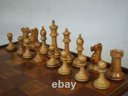 Antique English Club Size Chess Set Loaded Jaques Pattern Ayres K 4 And Box