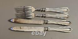 Antique English Silver Plated Cutlery Set In Wooden Box Dubarry Pattern
