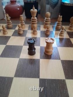 Antique English Turned Wooden St George Chess Set & Box, unrestored-523CHR