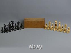 Antique French Regency Wooden Chess Set & Box