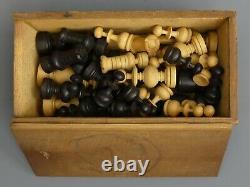 Antique French Regency Wooden Chess Set & Box