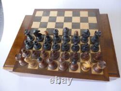Antique Games Compendium Chess Set, checkers and domino in wooden box, Austria