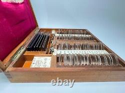 Antique German Optometrist Optical Ophthalmic Trial Lens Frames Set Wooden Box