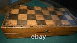 Antique German Regency Chess Set Complete in Antique Chess Box / Board