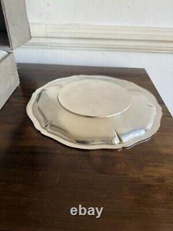 Antique German XLARGE Solid Silver Set Of Nine Plates Dishes In Wooden Box C1910