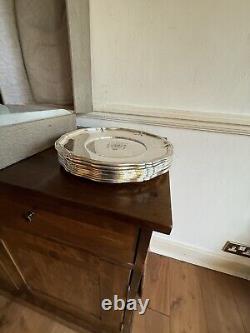 Antique German XLARGE Solid Silver Set Of Nine Plates Dishes In Wooden Box C1910