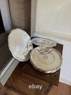 Antique German XLARGE Solid Silver Set Of Nine Plates Dishes In Wooden Box C1910