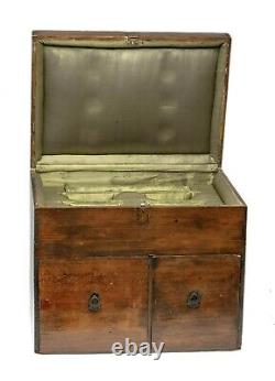 Antique Japanese Wooden Fitted Silk Lined Chest Box for Porcelain Tea Set c1890