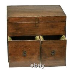 Antique Japanese Wooden Fitted Silk Lined Chest Box for Porcelain Tea Set c1890