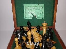 Antique Jaques Staunton Chess Set Weighted 3 1/2 Kings C1875 Tarrasch Boxed