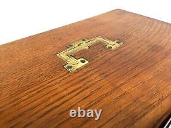 Antique Large Microscope Slide Set in Wooden Oak Collectors Box / Chest Drawers
