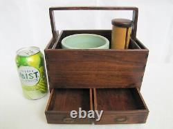 Antique Late 19th Century Japanese Wooden Smokers set Tobacco-bon