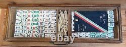 Antique Mahjong Mah Jong Set with Instruction in Wooden Box