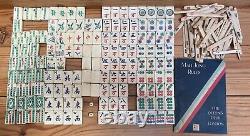 Antique Mahjong Mah Jong Set with Instruction in Wooden Box