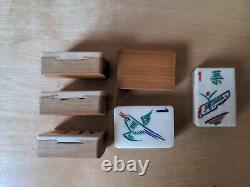 Antique Mahjong Mah Jong Set with Instruction in Wooden Box