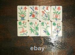 Antique Mahjong set Mah Jongg In Wooden Box With Dragon Decor