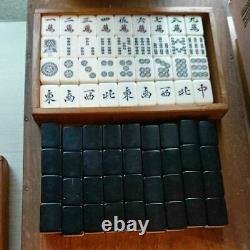 Antique Mahjong tile set with quaint wooden box with the characters B tile B