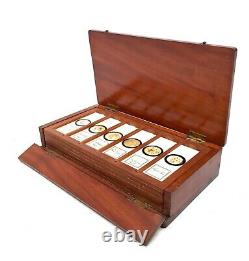 Antique Microscope Slide Set in Wooden Mahogany Collectors Box / Chest