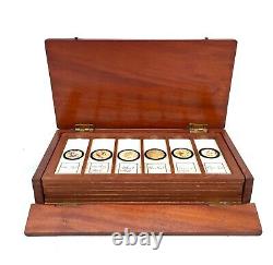 Antique Microscope Slide Set in Wooden Mahogany Collectors Box / Chest