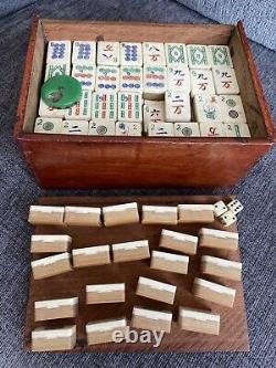 Antique Original Chinese Handmade Wooden Boxed Ma Jong Set (Bone+Bamboo)1920-40