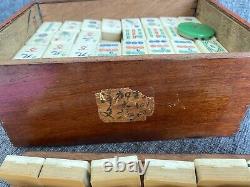 Antique Original Chinese Handmade Wooden Boxed Ma Jong Set (Bone+Bamboo)1920-40