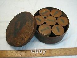 Antique Round Wooden Pantry Shaker Spice Box Set Wood Jars Kitchen
