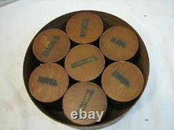 Antique Round Wooden Pantry Shaker Spice Box Set Wood Jars Kitchen