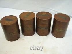 Antique Round Wooden Pantry Shaker Spice Box Set Wood Jars Kitchen