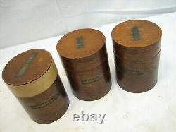 Antique Round Wooden Pantry Shaker Spice Box Set Wood Jars Kitchen