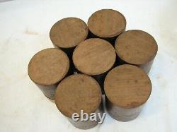 Antique Round Wooden Pantry Shaker Spice Box Set Wood Jars Kitchen